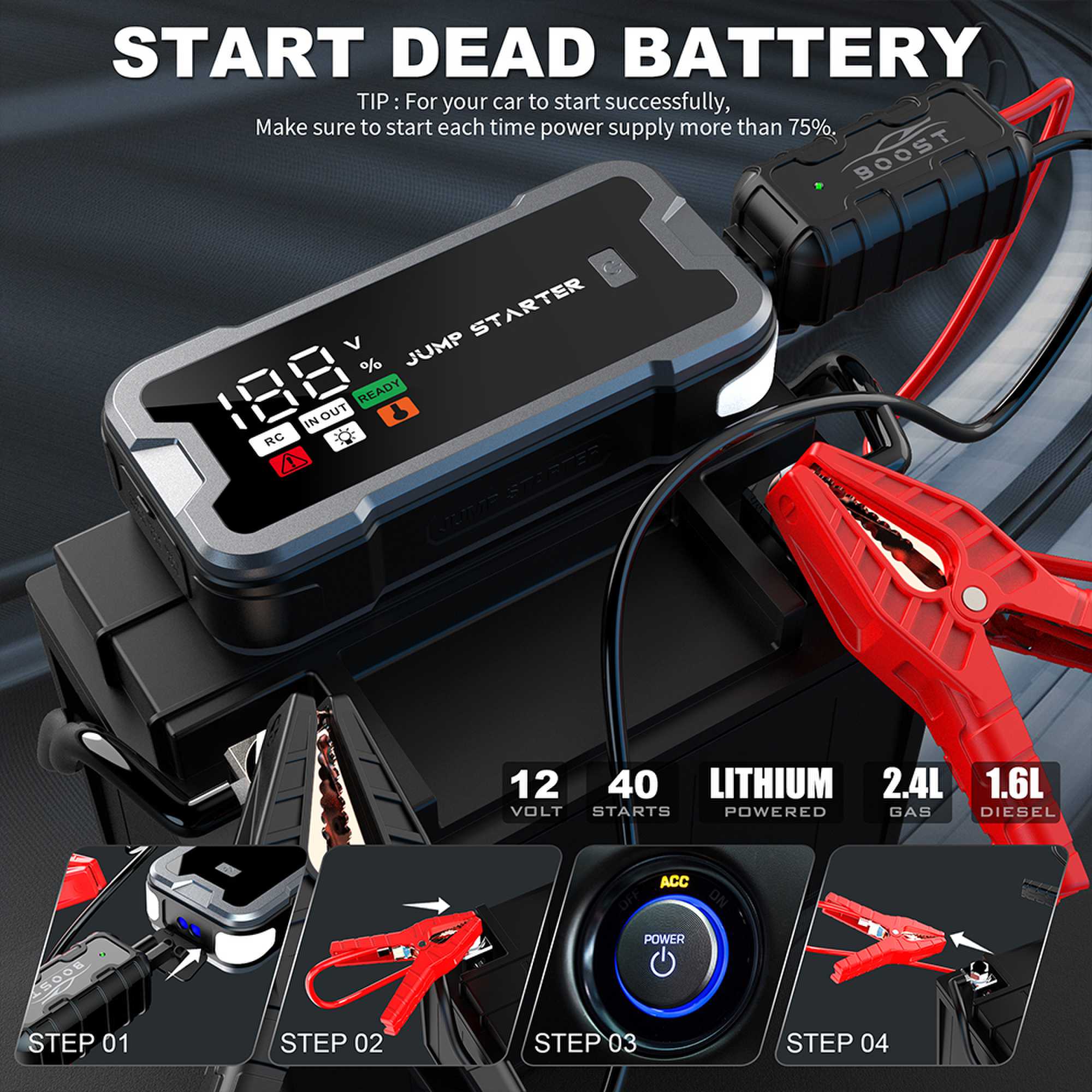 Портативное пусковое устройств – обзор и цена Portable Jump Starter